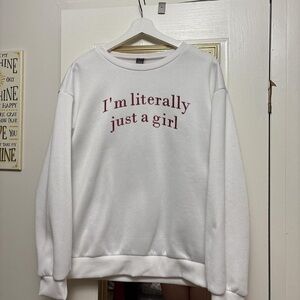 SHEIN White Long Sleeve Tee with Red Text